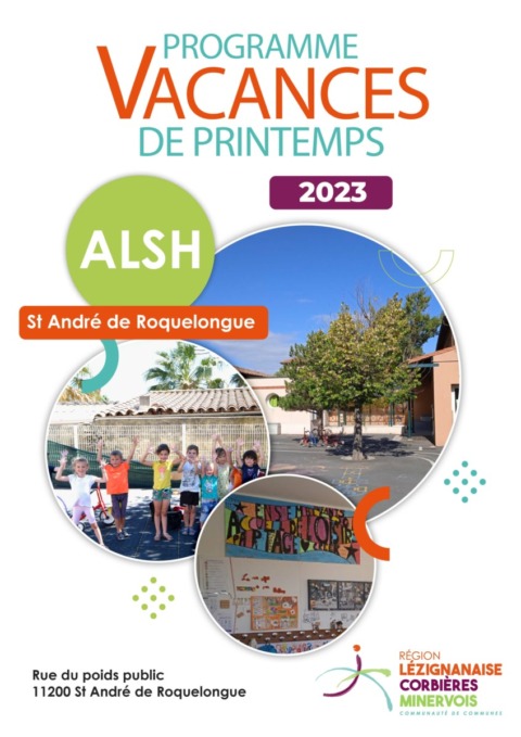 Programme des vacances de printemps – ALSH de St André de Roquelongue